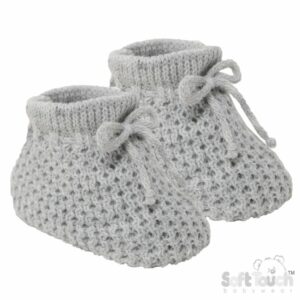 Gray Newborn Knitted Baby Booties