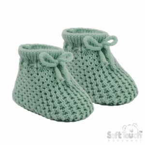 Sage Green Newborn Knitted Baby Booties