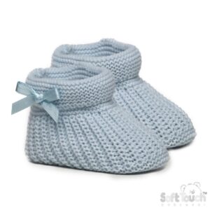Baby Blue Cuffed Knitted Booties