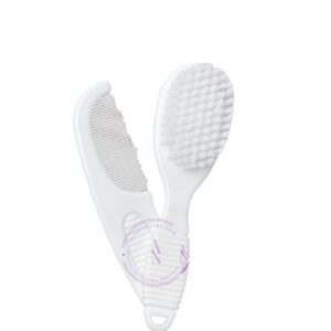 A perfect white, extra gentle, soft baby comb and brush set for your little one or that perfect shower gift!  Made in the UK Sold by Alz's Baby Boutique