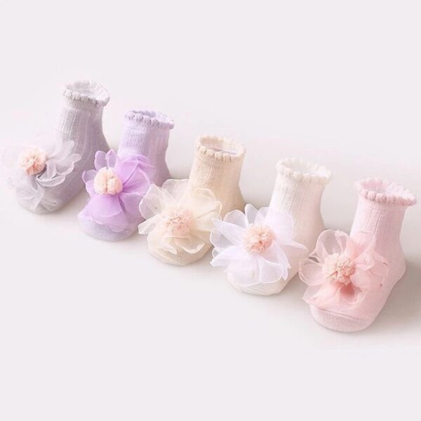Anti-Slip Princess Flower Baby Socks Sold by Alz's Baby Boutique