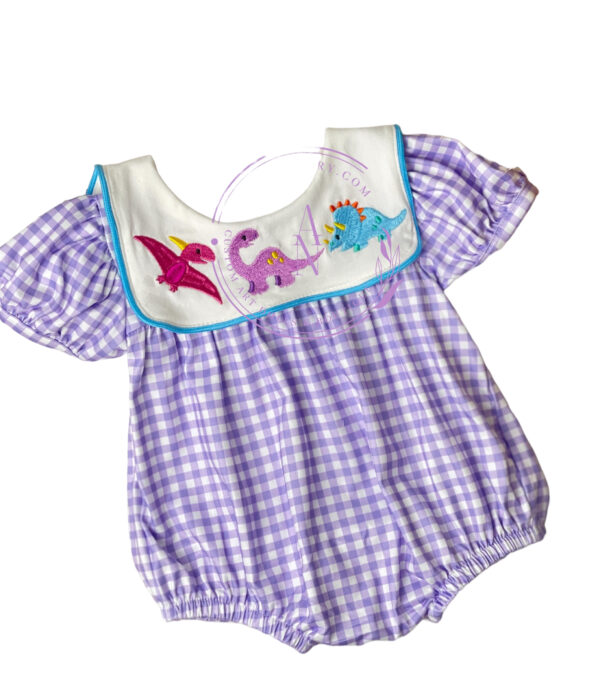 Purple Dinosaur Ruffle Romper