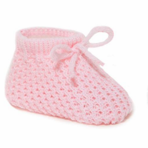 Soft Pink Colored Newborn Knitted Baby Booties