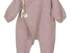 This little sleeper has a simple neutral design with a tie wrap closure. These sweet pajamas are simply perfect for snuggling your newborn. Available in rose, tan, coco or denim blue. 100% cotton Made in Spain Size- Newborn   Sold by Alz's Baby Boutique