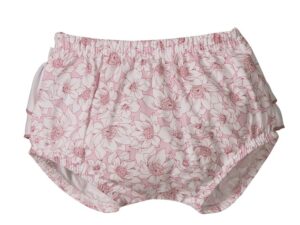 These adorable rose colored print baby bloomers has the prettiest floral design with a pleated and ruffled rump. Perfect to pair with your babies favorite top. 100% Cotton Made in Spain Size- 1m, 3m, 6m Sold by Alz's Baby Boutique