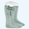 Openwork Newborn Knee-High Baby Socks with Bow