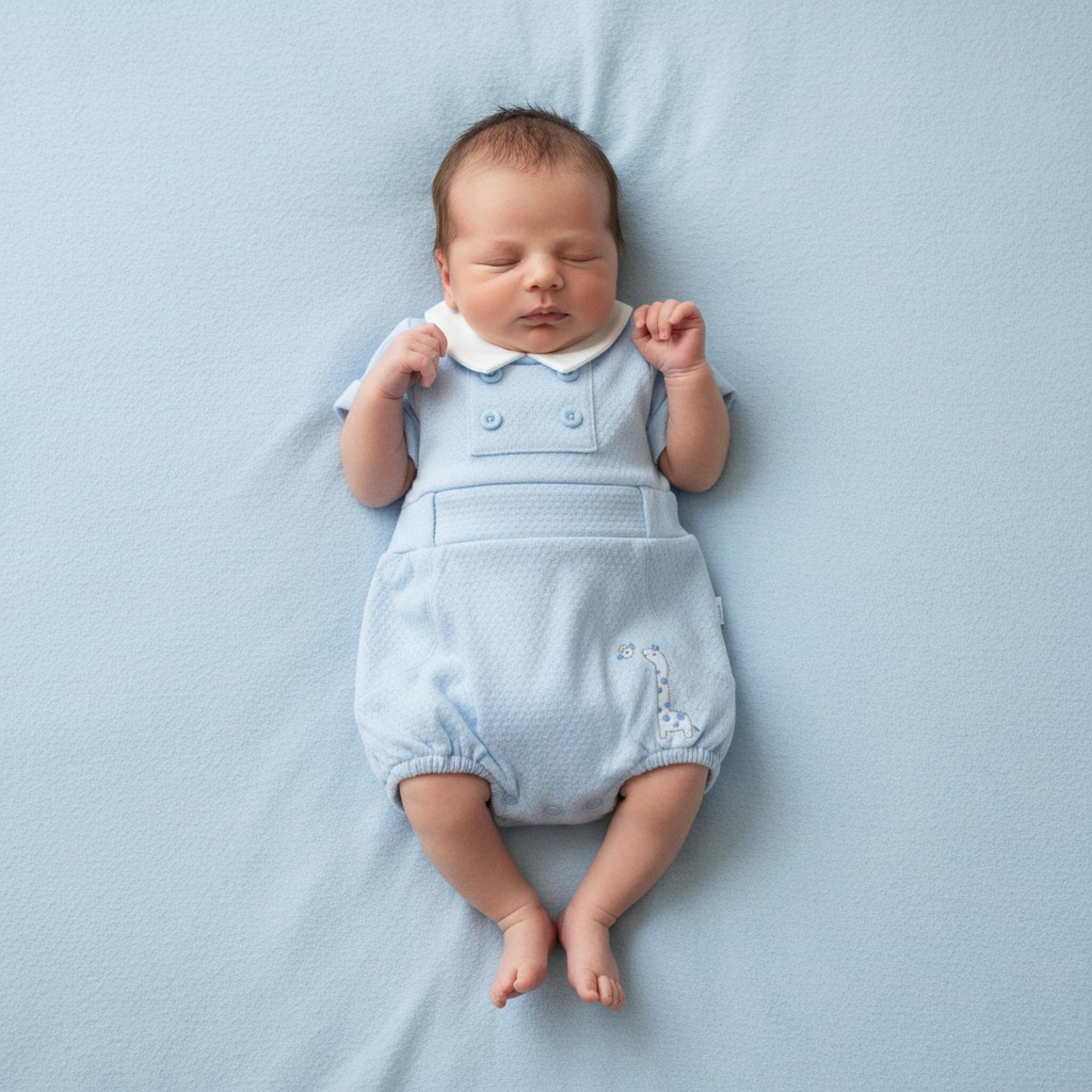 Classic Sky Blue Giraffe Romper
