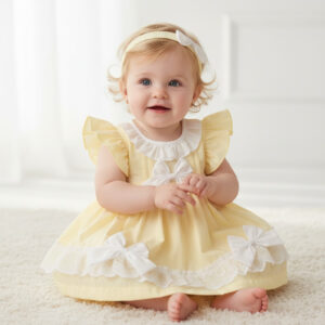 Butter Cream Bows and Lace Dress Set
