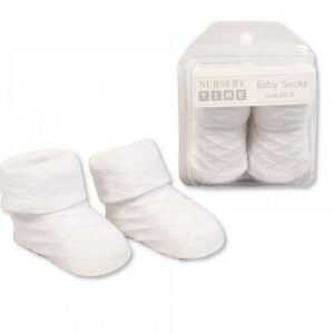 White Diamond Knit Socks