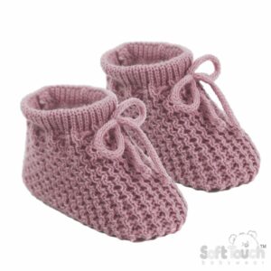 Dusty Pink Colored Knitted Booties