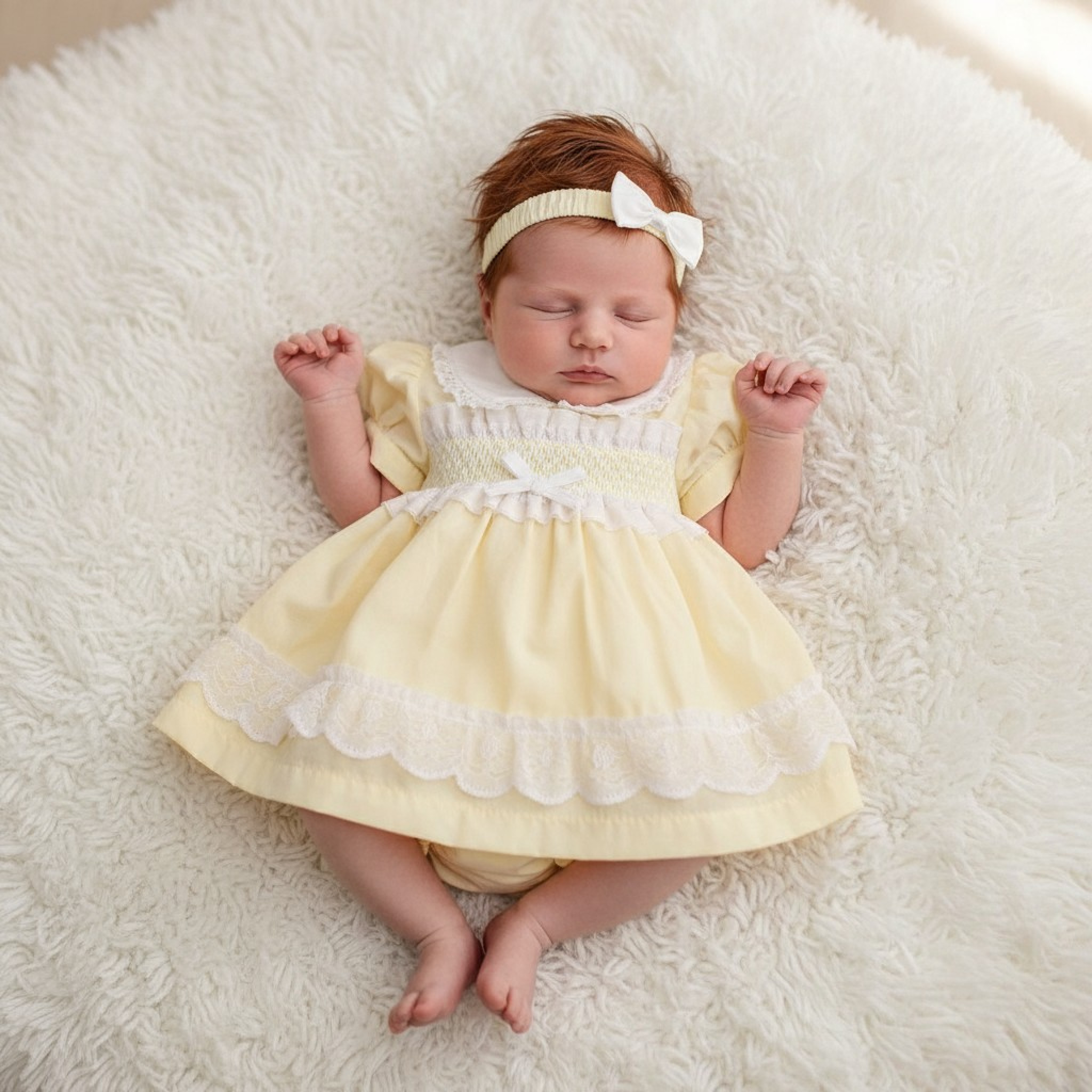 Lemon Yellow Smocked Dress Set