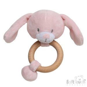 Pink Plush Bunny Rattle Soother